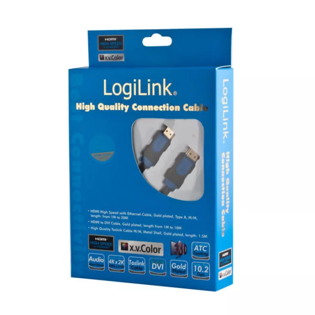 LogiLink HDMI auf HDMI Kabel High Speed Ethernet 1.4 Audio Full HD 1m