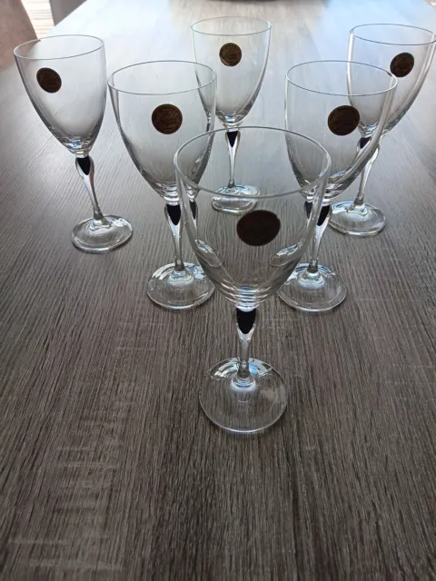 6 Verre A Vin Rouge 18 Cl Cristal D'arques Modèle Venise Saphir Goutte Bleu Neuf