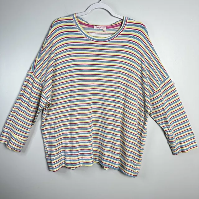 FRESH PRODUCE XL/XXL Natural Stripe SHORELINE Callie PULLOVER Top