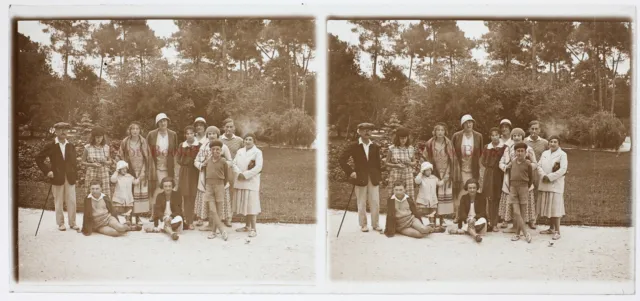 Family c1930 Photo Stereo Glass Plate Vintage P29L13n1 2
