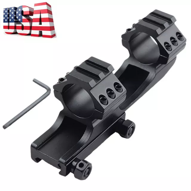 Tactical 1 inch Cantilever Dual Flat Top Rings Scope Mount Picatinny Rail