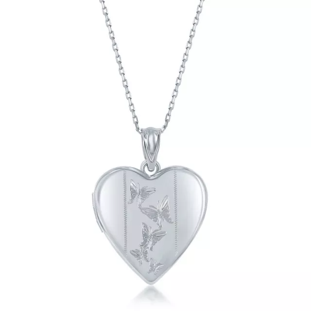 Sterling Silver Butterfly Heart Locket W/chain