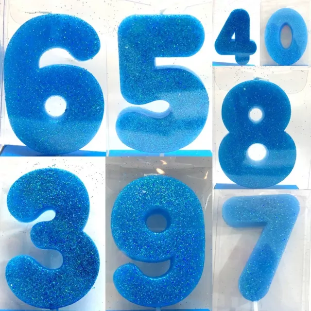 New Cake Candle Numbers Glitter Candles Birthday Candle Party Boy Blue 0-9