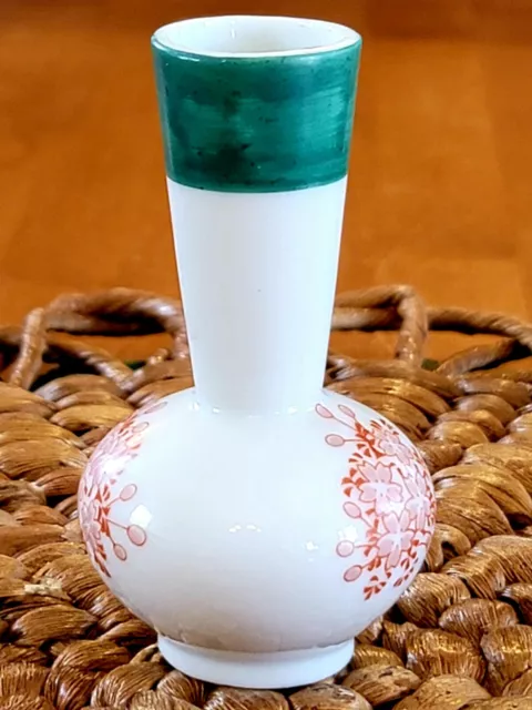 Vase japonais vintage peint à la main petit céramique blanche fabriqué au Japon 3,5 pouces de haut 2