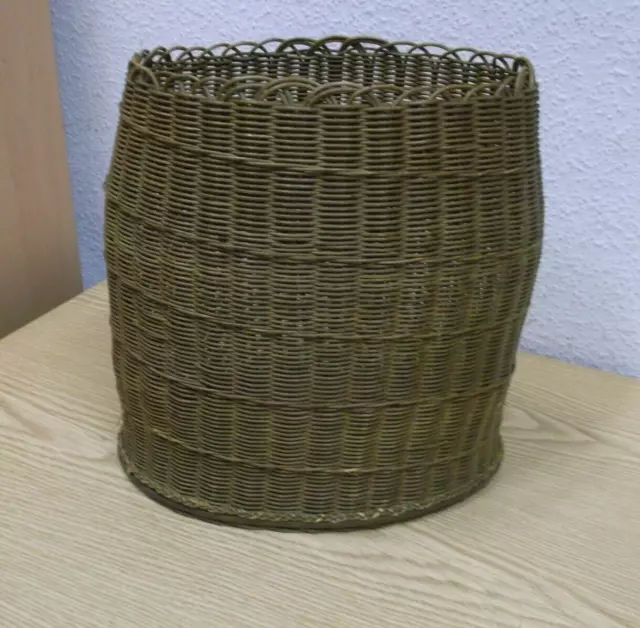 60er 70er Papelera Rattan Trenzado Suelo Tiki String 60s 70s Vintage