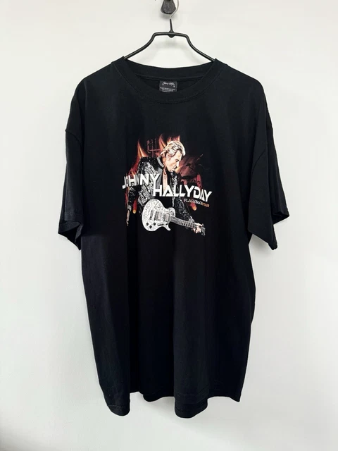 T-shirt Johnny Hallyday Tour 66 Noir - Taille XL, Coton, Vintage