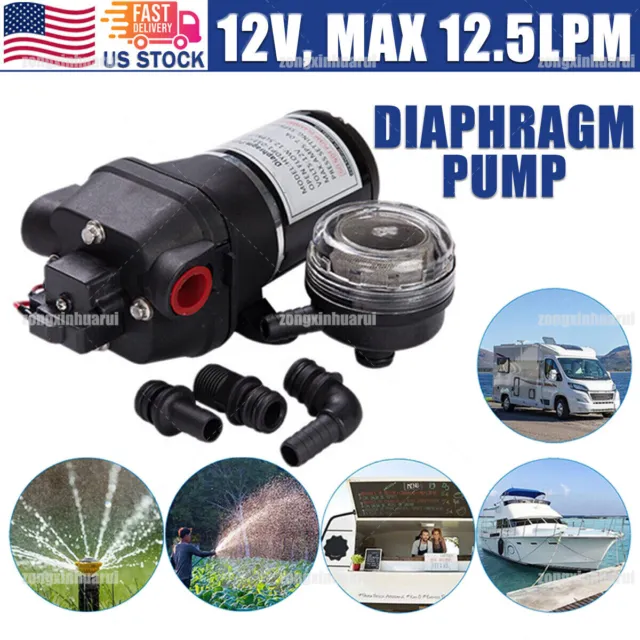 12V Water Pump 35PSI 3.3GPM Self Priming Diaphragm High Pressure Pump Boat RV