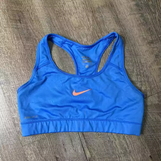 Nike Pro Sports Bra Womens Size Small Blue Racerback Swoosh Sleeveless Dri Fit