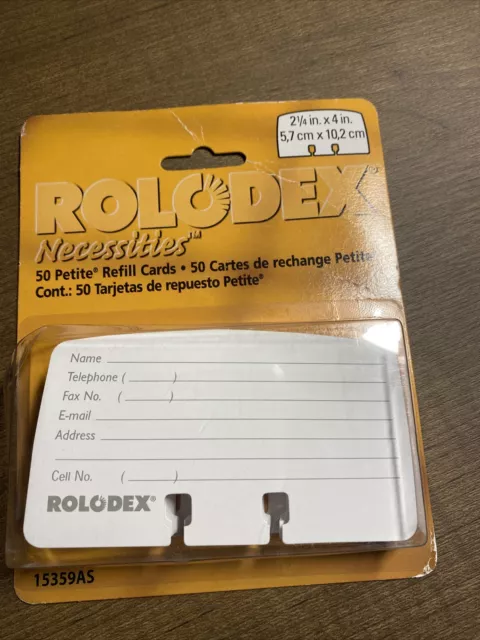Rolodex Petite Refill Cards 50 Pack BNIB