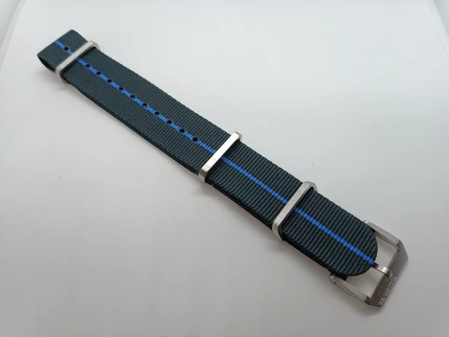 NEW GECKOTA ZULUDIVER 20mm Divers Nylon Watch Strap Grey With Blue ...
