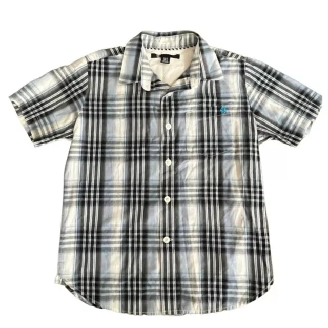 Volcom Boys' blue plaid Short Sleeve Button Down Shirt