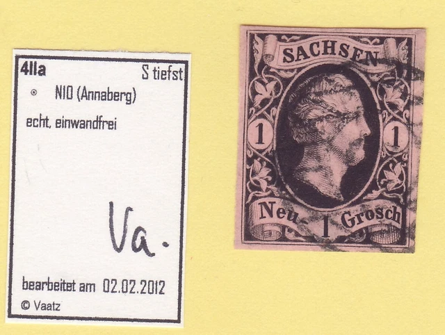 ## AD Sachsen MiNr 4 IIa , Stempel 10 ANNABERG , BPP - GEPRÜFT , LUXUS ##