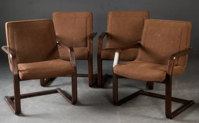 Vintage retro mid century Walter Knoll 60s 70s armchair chair brown bentwood x 2