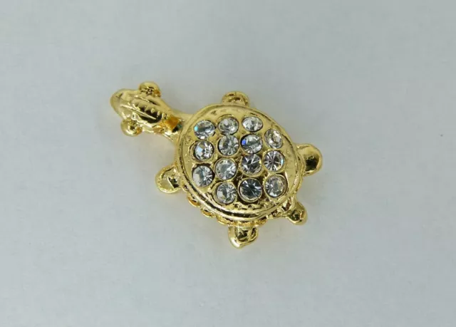 PIN SCHILDKRÖTE NEU BROSCHE STRASS STRAß GOLDFARBEN ANSTECKER MODE MODISCH TIERE