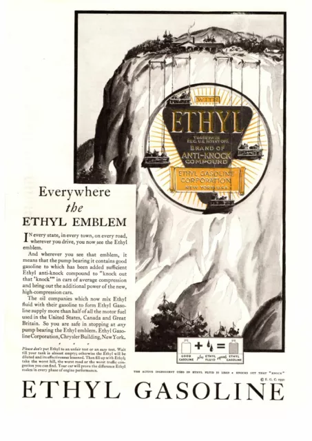 1930 Ethyl Gasoline Corporation New York Anti-Knock Compound Gas Print Ad