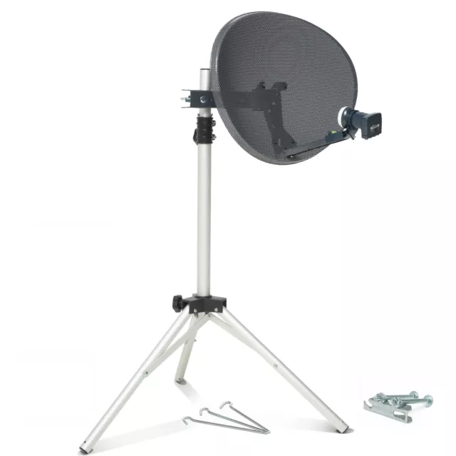 60cm Zone 1 satellite dish For Sky + quad LNB & tripod portable camping caravan