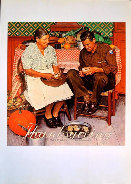 Norman Rockwell THANKSGIVING Vintage 1979 Book Plate Print