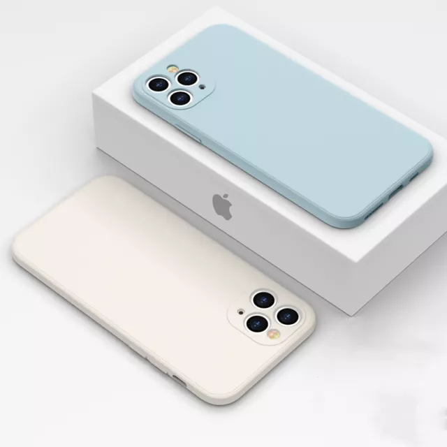 For iPhone 11 12 13 14 Pro Max XR XS Colorful Liquid Silicone Square Case Cover