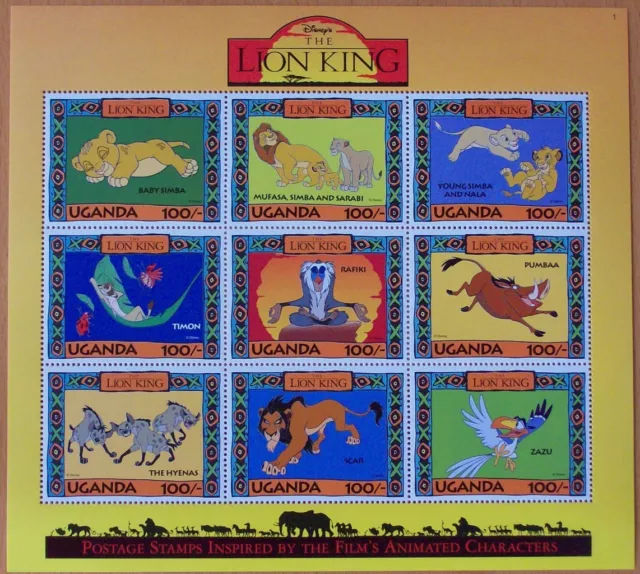 Disney- The Lion King - 9 Stamp Mint Sheet.