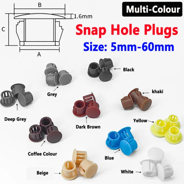 Multicolor Plastic Nylon Round Snap-on Hole Plugs Blanking End Caps Dia 5mm-60mm