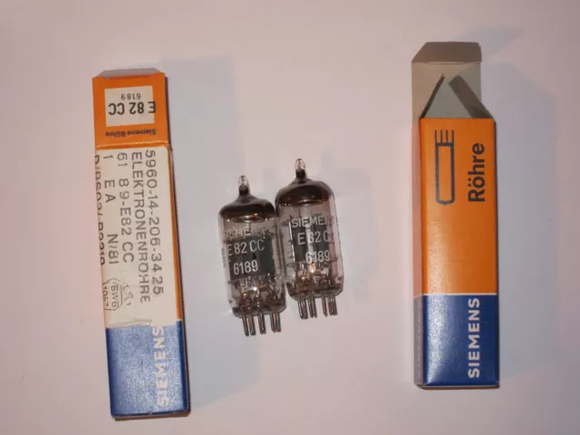 Siemens Röhren E82CC  wie 12AU7 ECC802S 6189 selektiertes Paar original