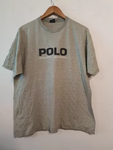 Vintage polo ralph lauren shirt mens size xl extra large grey gray spell out 90s