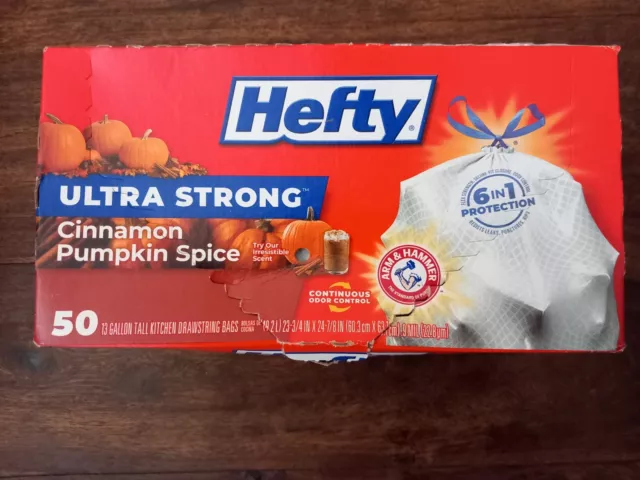 Hefty Ultra Strong Pumpkin Spice Scent Trash Rubbish Bags