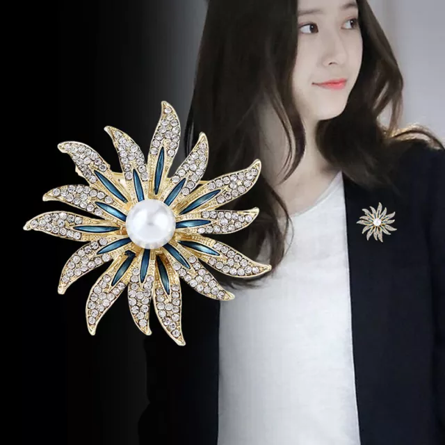 Fashion Temperament Pearl Sun flower Brooch For Female Clothes Coat AccessoriFE