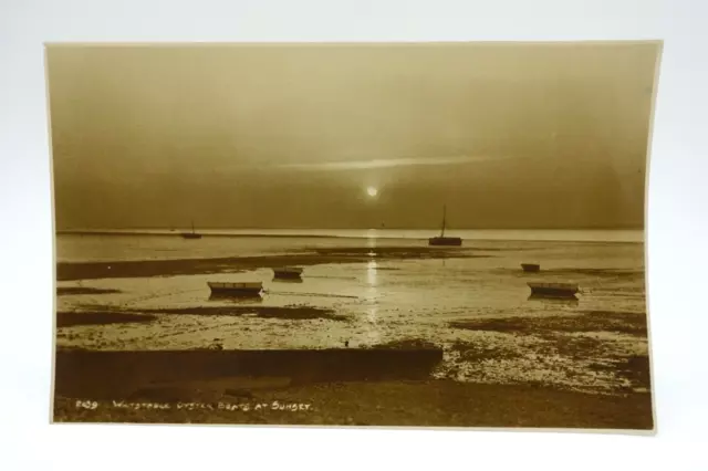 Whitstable England UK Oyster Boats At Sunset RPPC Real Photo Postcard