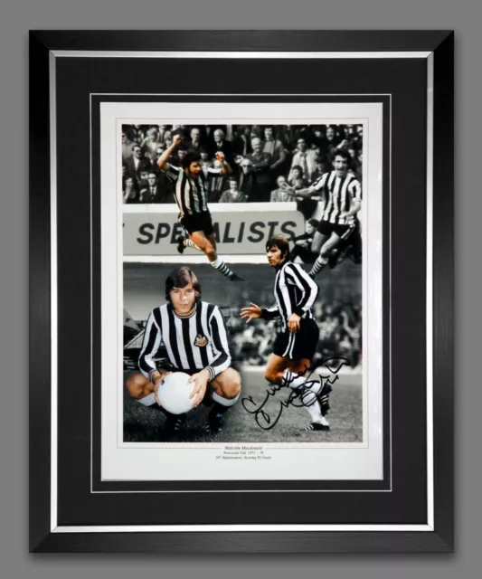 Malcolm Macdonald Signed And Framed Newcastle United Football 12x16 Photograph