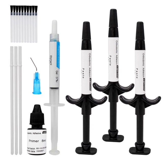 Dental Orthodontic Adhesive Light Cure Kit Ortho-Bonding System Metal Bracket