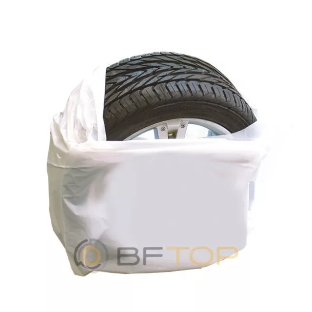 Sacchi in plastica porta pneumatici copri gomme copertura ruota bianchi 100pz.