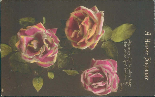 Birthday floral  real photo colour tinted