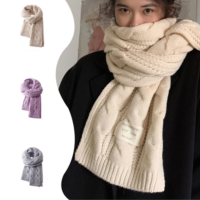 Women Autumn And Winter Simple Solid Color Imitation Woven Knitted Warm Shawl