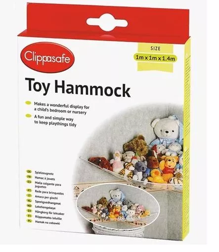 Clippasafe toy hammock for organising unruly mess for toys and more in white