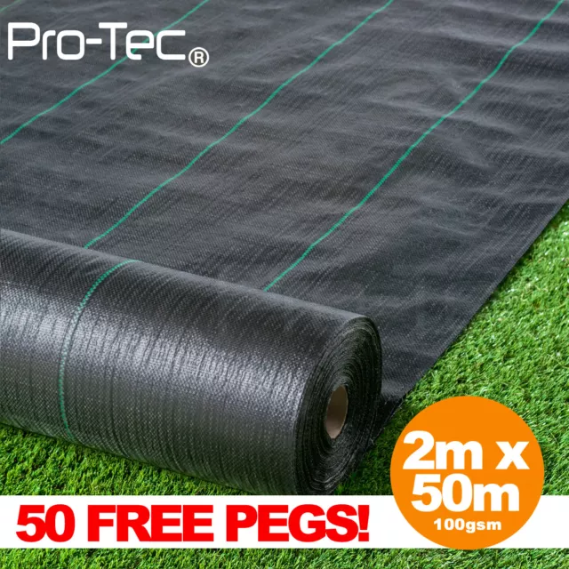 2m x 50m ground cover fabric landscape garden weed control membrane heavy duty