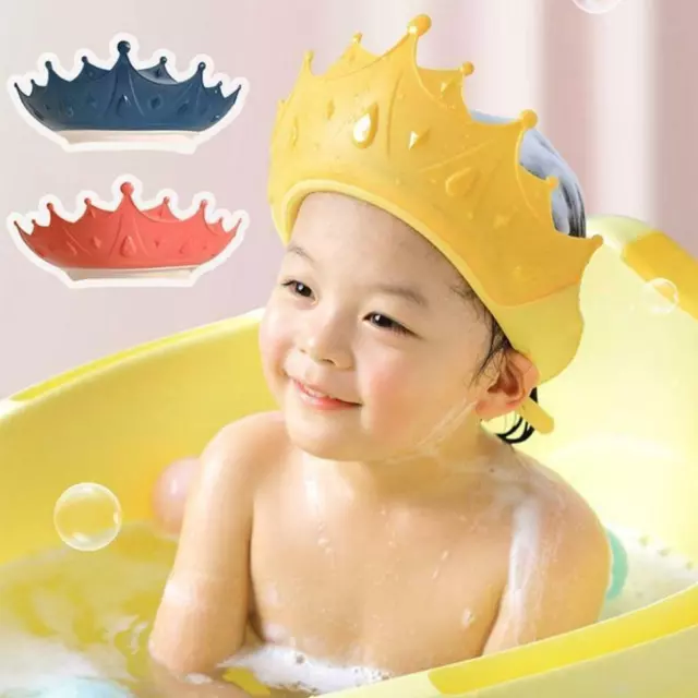 Adjustable Baby Shower Cap Crown Kids Children Bath Hair Wash Shampoo Hat Q1N0