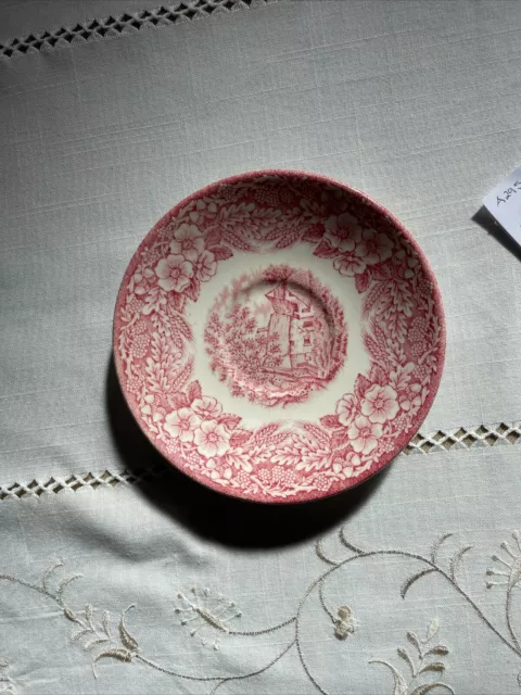 J Broadhurst Ironstone Saucer 'The constable Series' Pink & White (A296)