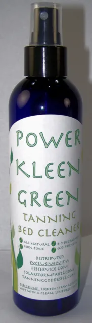 Power Kleen Green Tanning Bed Cleaner Safe for Acrylics 8 OZ Spray Bottle