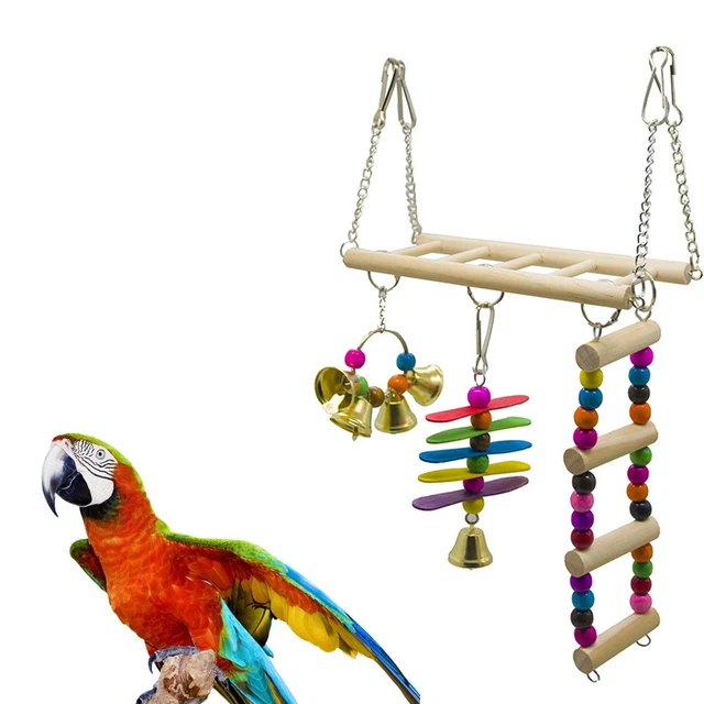 Fresh Look at Pet Bird Ladder Toys Set Bird Cage Ladder Hanging Toys