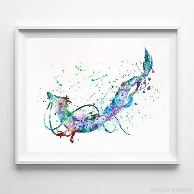 Haku Spirited Away Type 2 Wall Art Ghibli Watercolor Poster Home Decor UNFRAMED