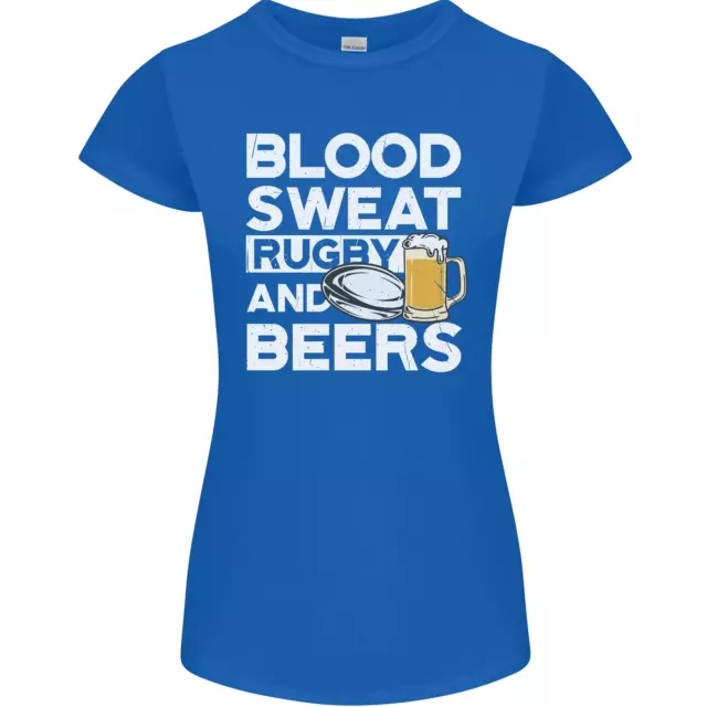Blood Sweat Rugby and Beers T-shirt divertente da donna Petite Cut 6