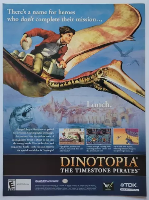 2002 Dinotopia Timestone Pirates GameBoy Advance Nintendo Power Ad 8x10.5"