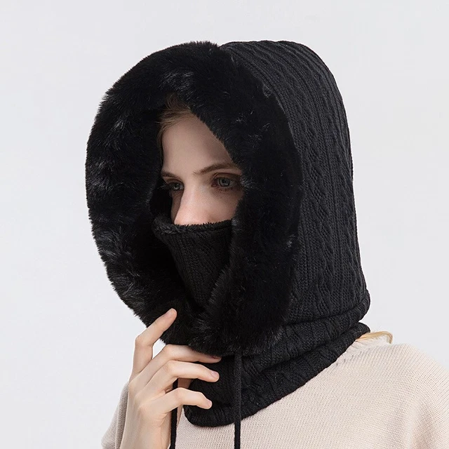 Bufanda para Mujer De Piel Mascara para Invierno Gorro De Punto Pasamontañas 9