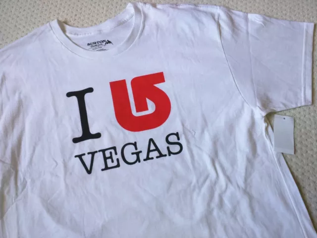 NWT Burton Snowboard PROCESS LOVE LAS VEGAS logo Tee, White XL