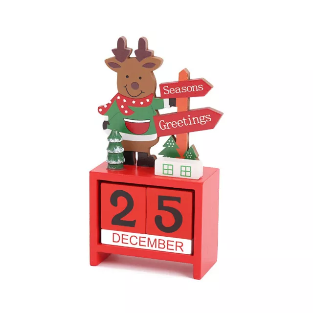 Christmas Wooden Calendar Ornament Countdown Santa Claus For Tabletop Ornaments