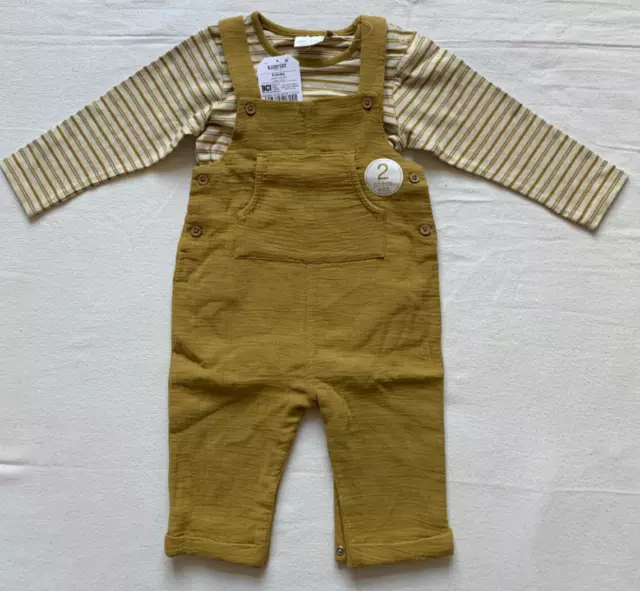 BNWT Baby Boys Cotton Lined Dungaree Bodysuit Outfit/Set 6-9 months NEXT