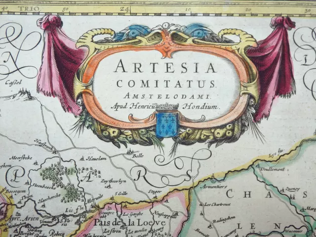 Mercator Hondius Frankreich Artesia Comitatus Artois Arras Calais Lille 1633 2