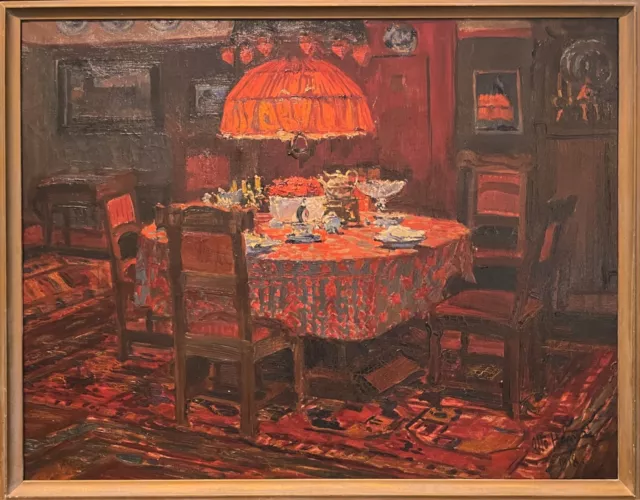 „Üppiger Kaffeetisch bei roter Beleuchtung"  Prof. Otto Hamel  1866 - 1950 2