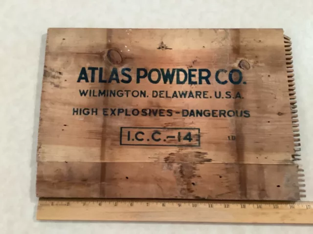 Vintage Explosives ATLAS POWDER Co.  Wooden Box END
